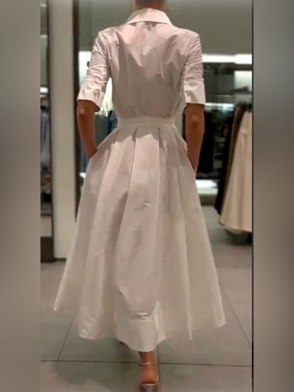 Zara White Short-Sleeve Maxi Shirt Dress with Belt - Picture 7 of 7